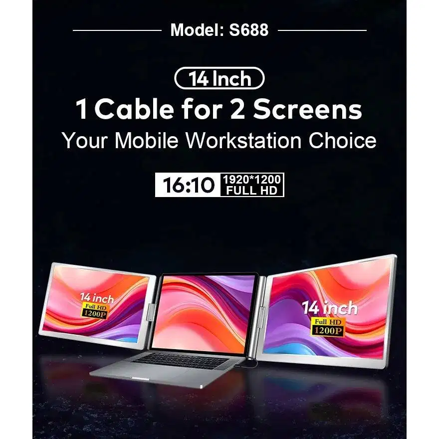 Portable Monitor Dual Screen Extender 14 Inch IPS FHD 60Hz USB Type C