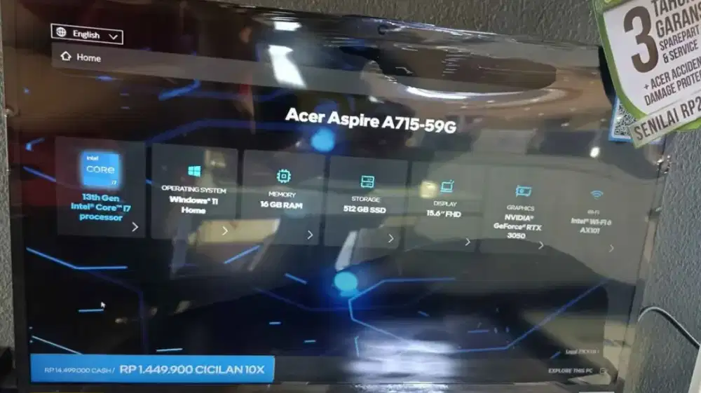 ACER ASPIRE 7 DENGAN CICILAN 0% HOME CREDIT