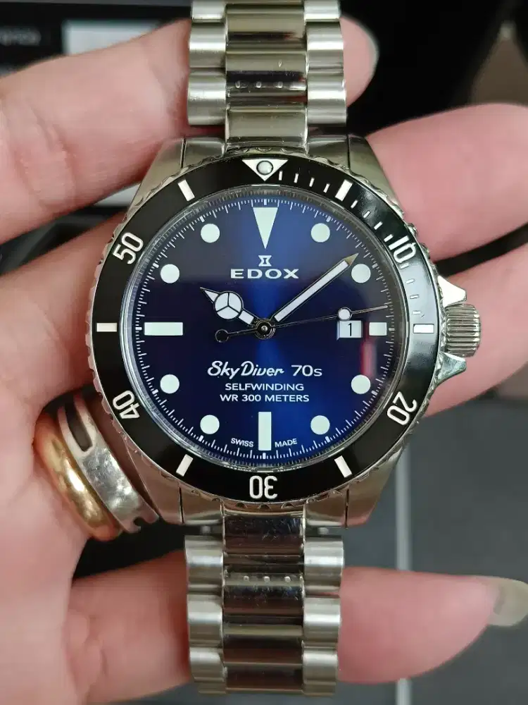 Edox SkyDiver 70s Date Automatic 80112 original bekas fullset