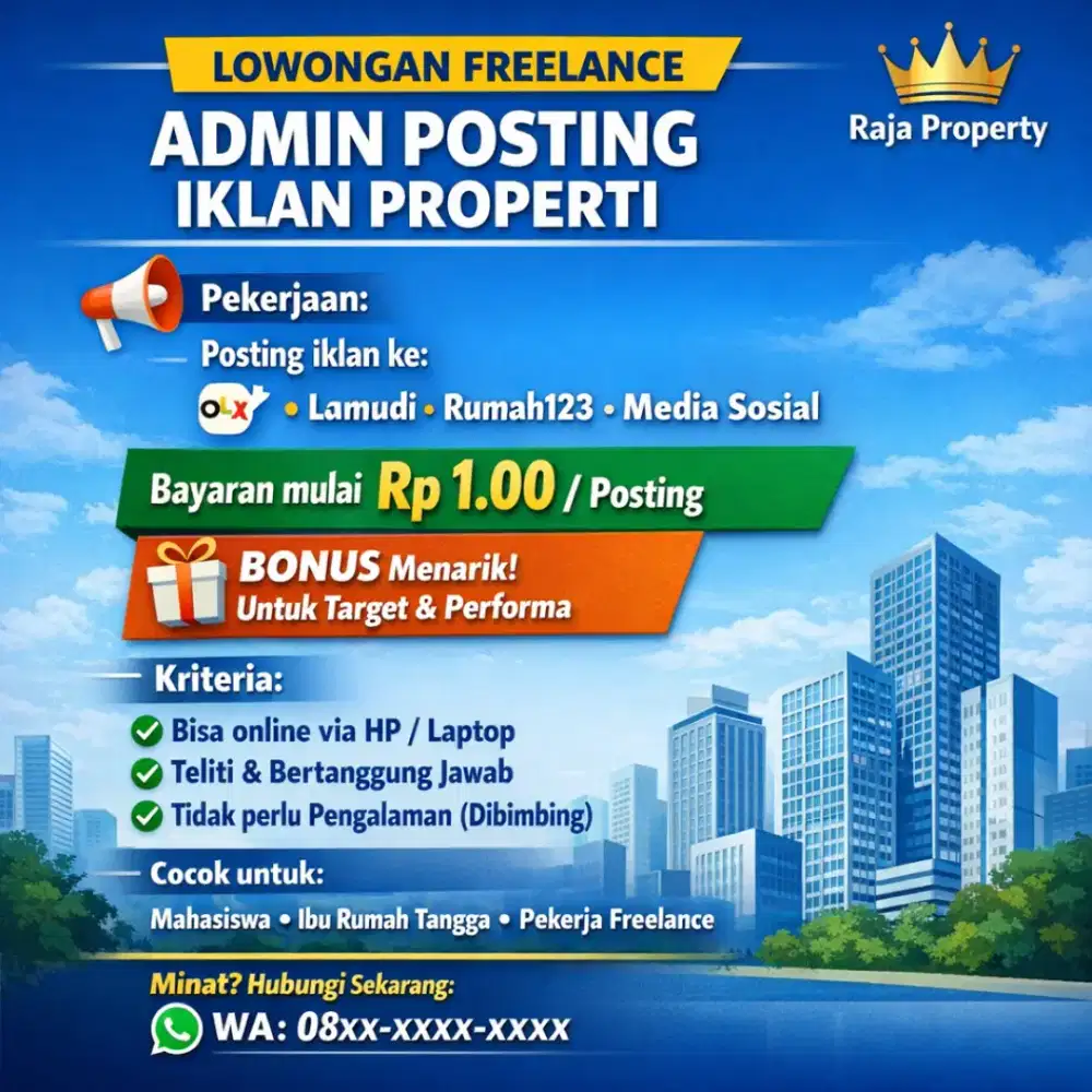 Dibutuhkan Freelance Telesales Properti dan Posting