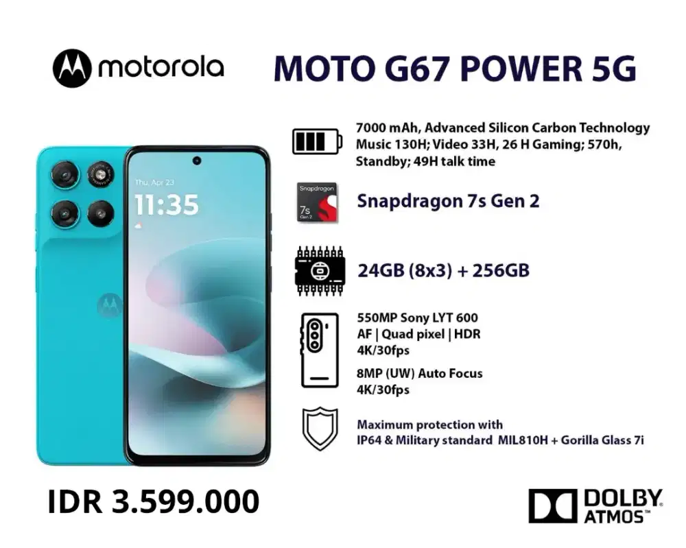 Motorola G67 Power 5G 8/256gn Garansi Resmi