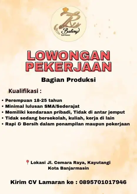 Lowongan Kerja Produksi Roti