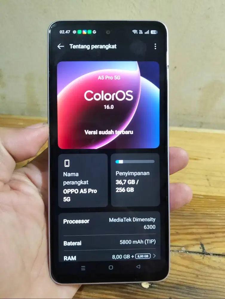 Oppo A5 Pro 5G Ram 8+8 Memory 256GB