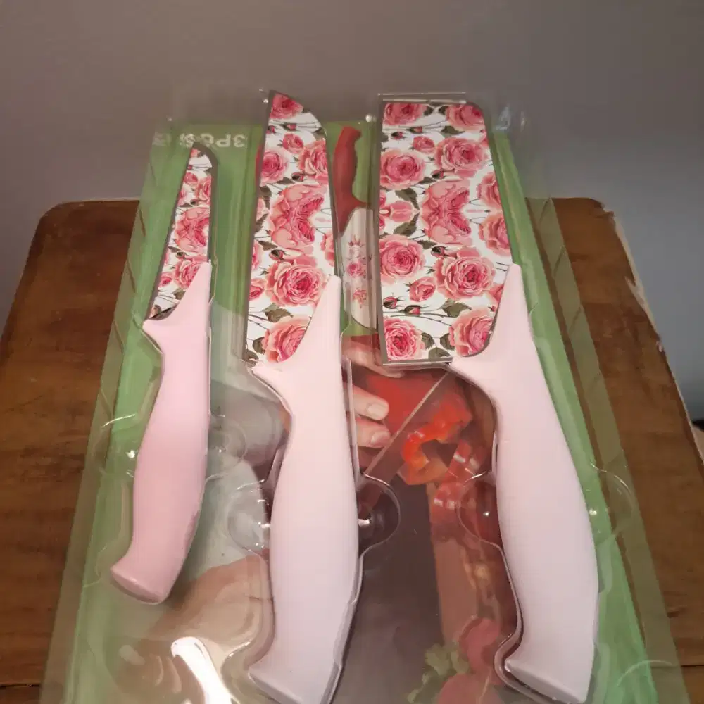 Pisau Dapur Set Motif Bunga New Isi 3