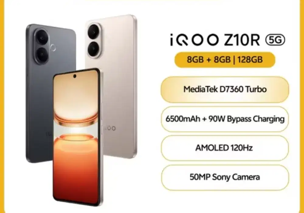 DIJUAL HP IQOO Z10R 5G, PEMAKAIAN BARU 1 BULAN,FULLSET NOMINUS.