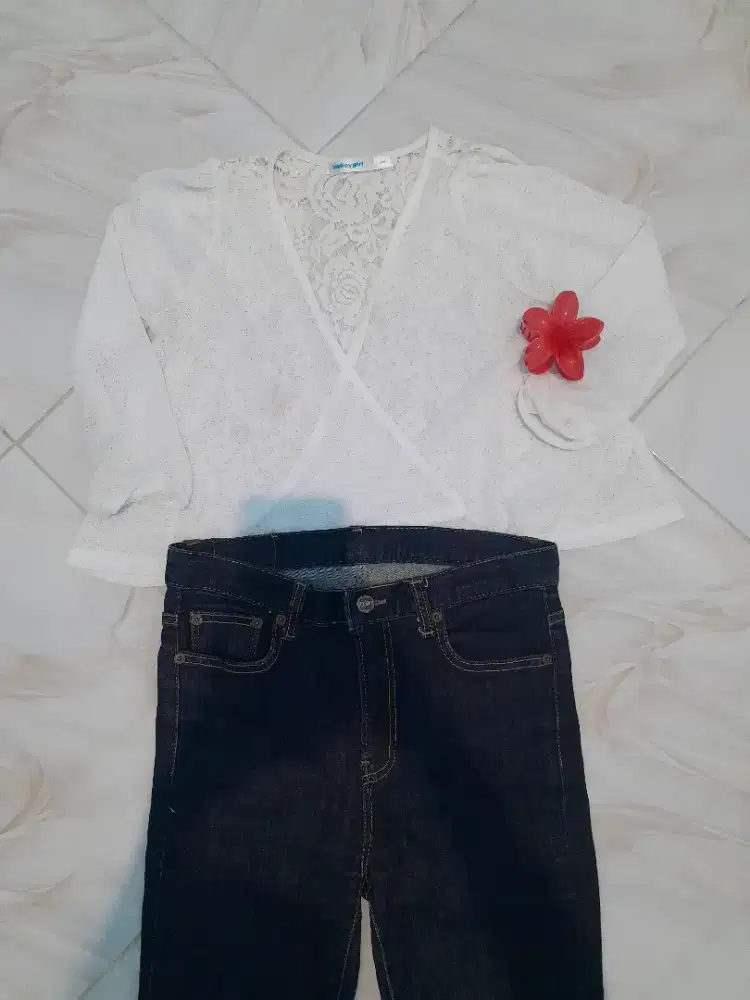 Preloved One set outer crop & jeans