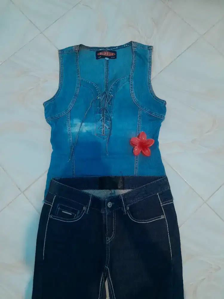 Preloved One set vest + jeans