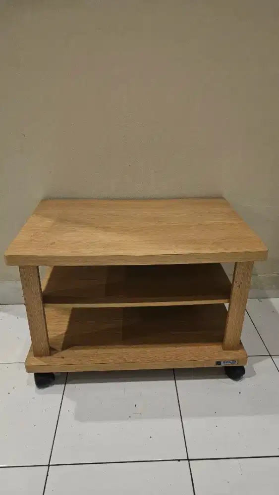Meja TV Kecil / Meja Serbaguna Kayu | Dengan Rak dan Roda