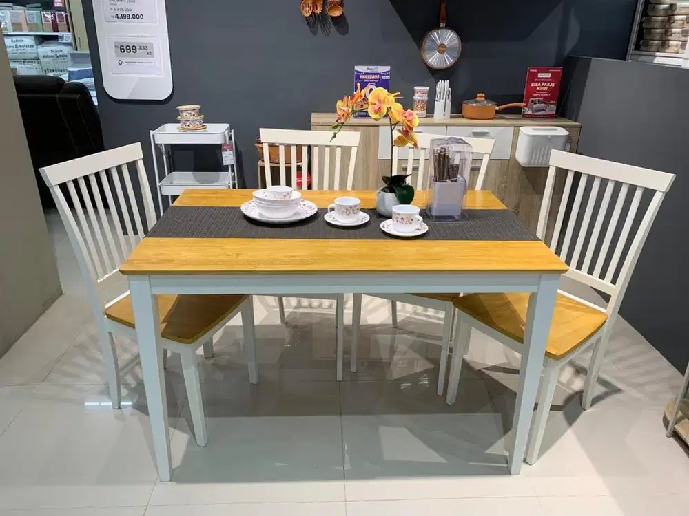 YUMA DINING SET (1+4) OAK WHITE