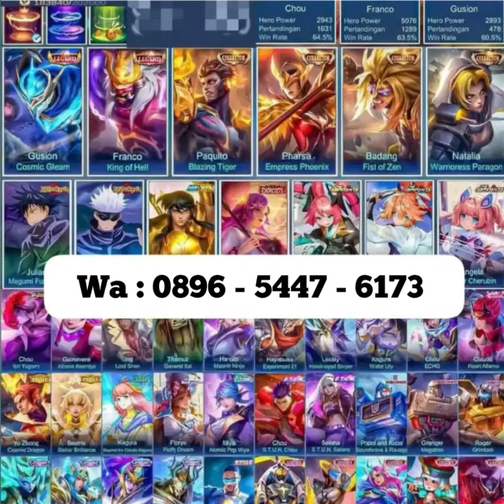 AKUN MOBILE LEGEND SULTAN STOK READY 24 JAM