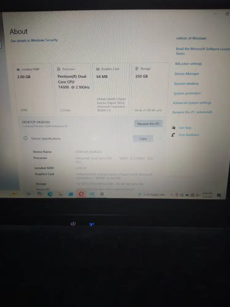 Jual laptop second hp compaq CQ40