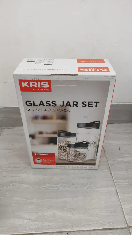 Kris glass jar set/ toples kaca isi 3 ukuran