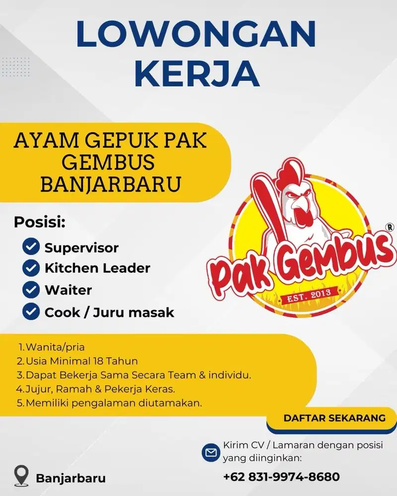 LOKER WAITER COOK SPV & leader