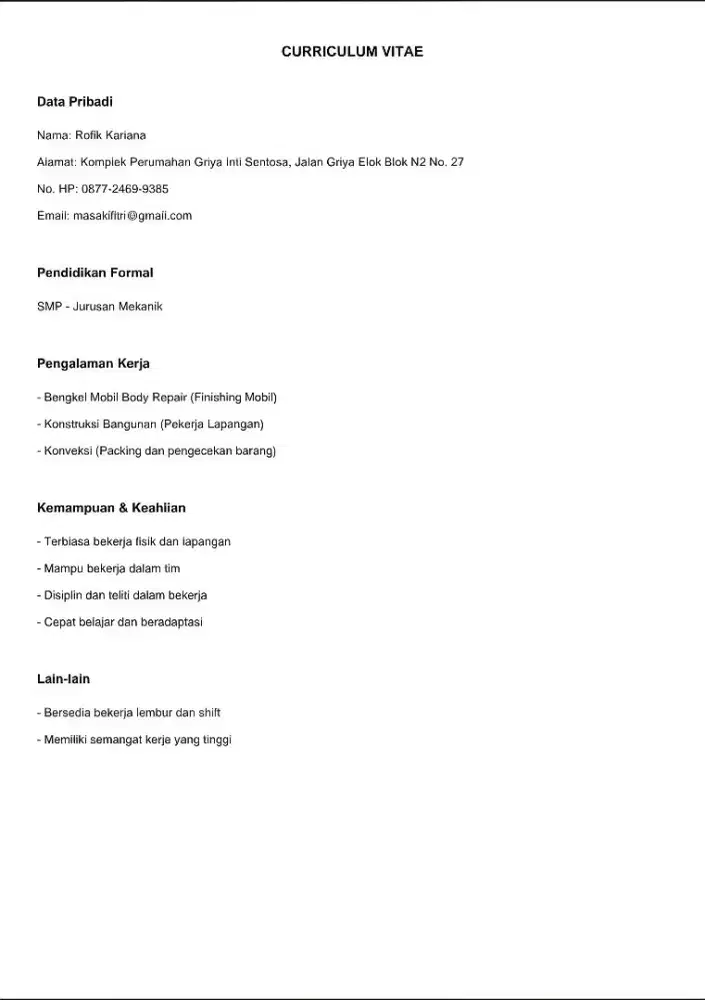 MENCARI PEKERJAAN APA SAJA