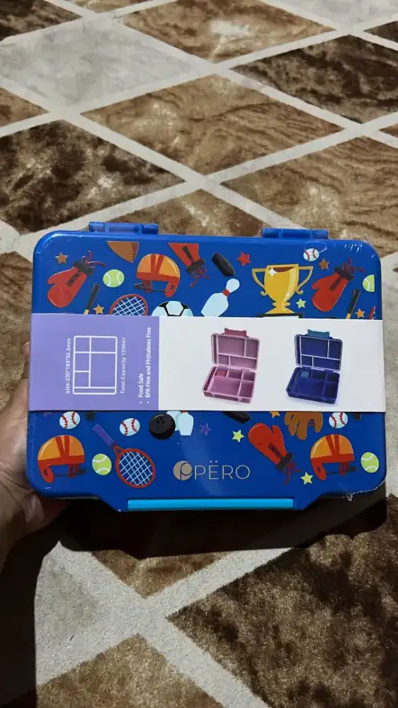 Pero Kids Bento Lunch Box 1300ML Tempat Makan Anak Sekat (Masih Segel)