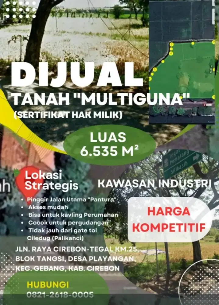 Dijual Tanah di Jl. Raya Cirebon - Tegal Km 25,  Playangan Cirebon