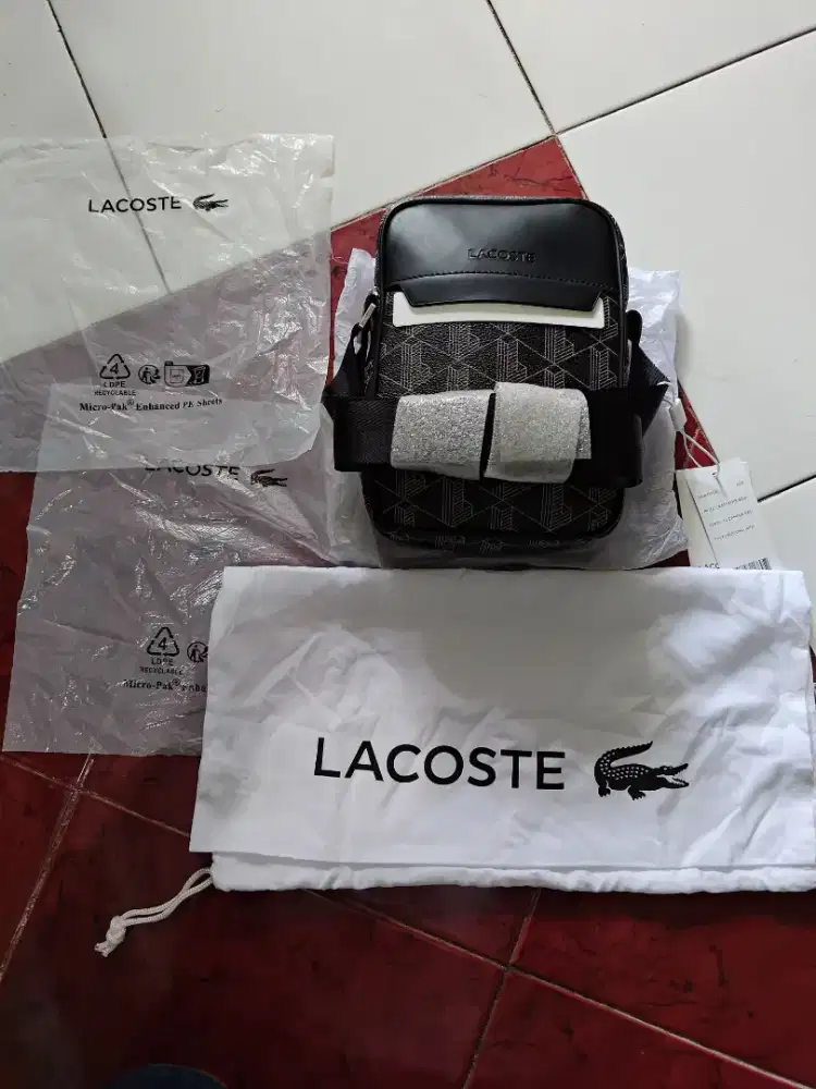 Lacoste Blend Satchel Monogram Black Kondisi Baru Original Store