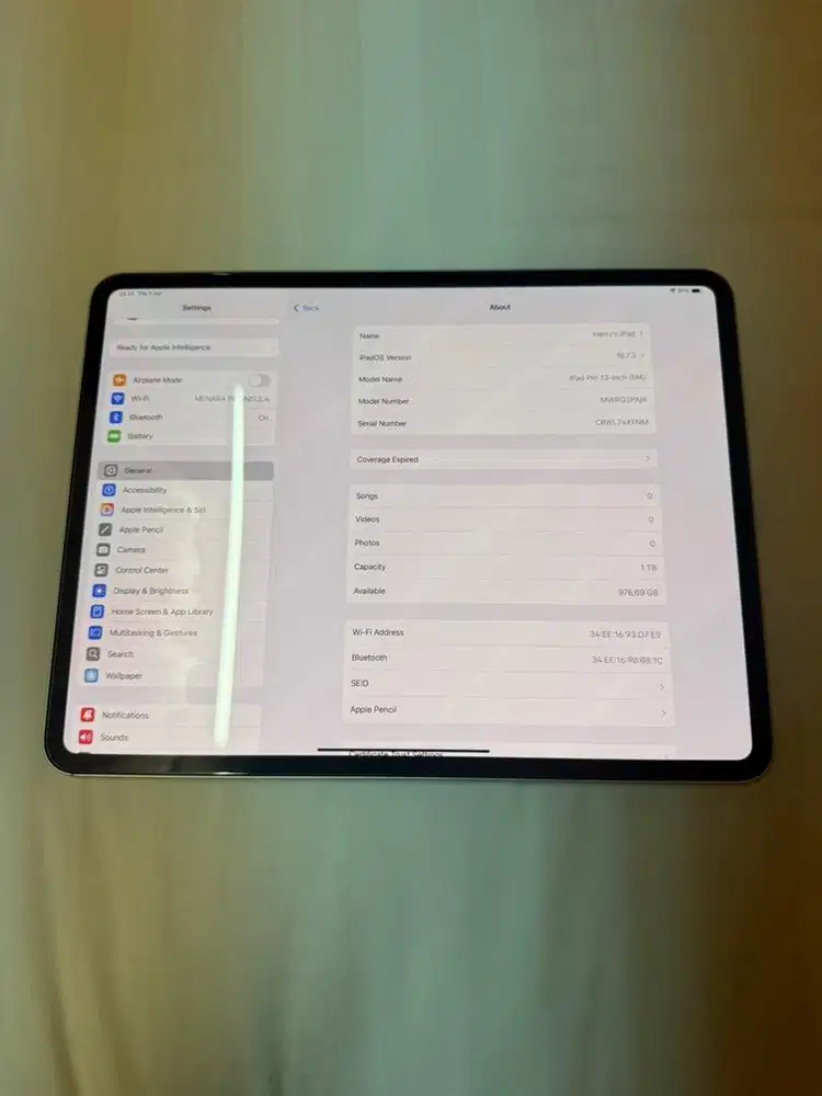 Ipad Pro 13-inch M4 Wifi 1TB nano texture glass