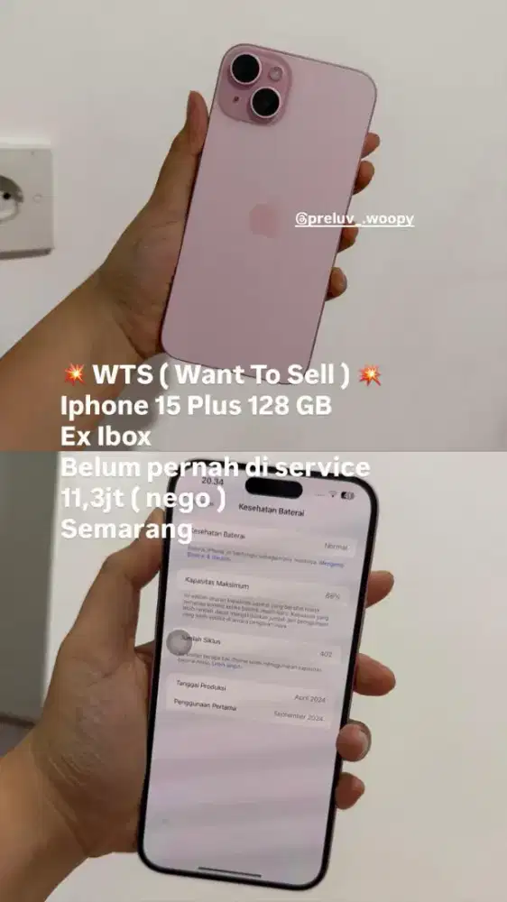 iPhone 15 plus iPhone 15+ pink 128 GB ex ibox