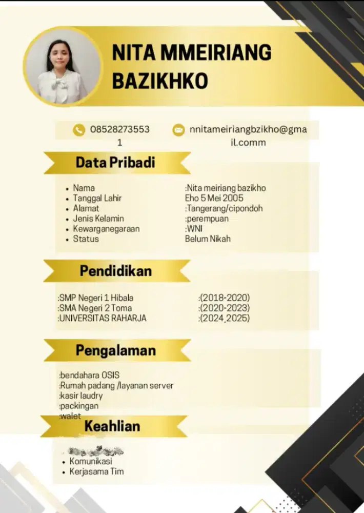 Butuh kerja, pekerjaan apa aja, tidak. Menerima aspri, lc