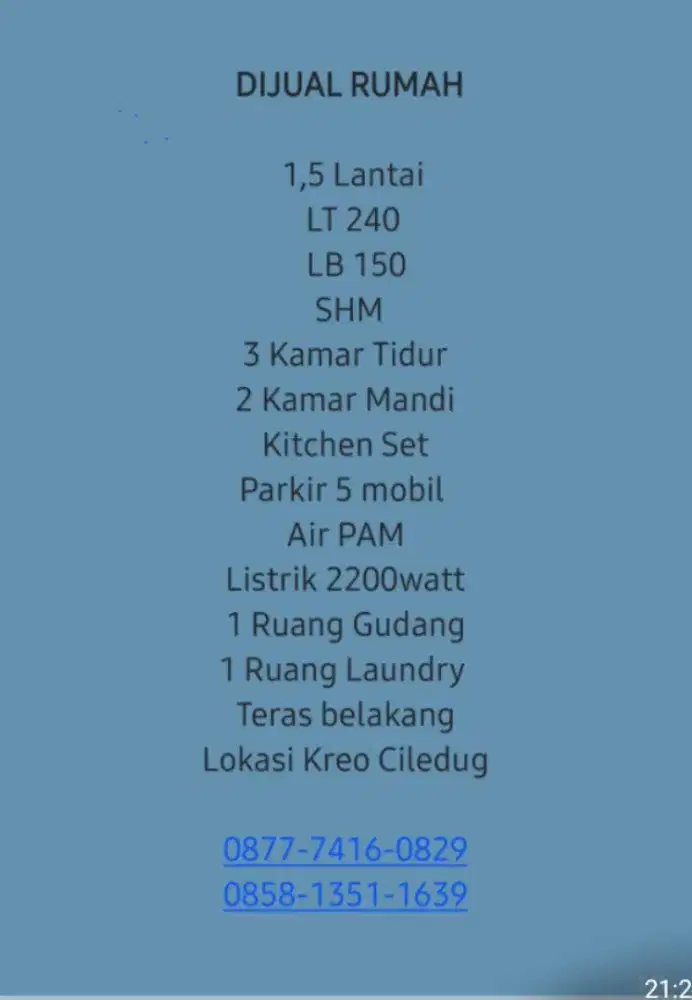 Jual rumah masuk mobil parkir mobil 5 SHM