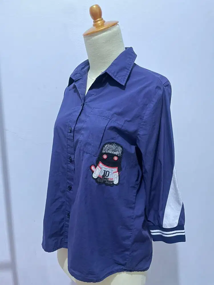 kemeja warna biru dongker/ navy Fendi