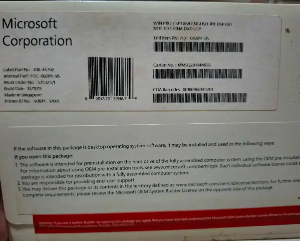 Di Jual Windows 7 Pro Original