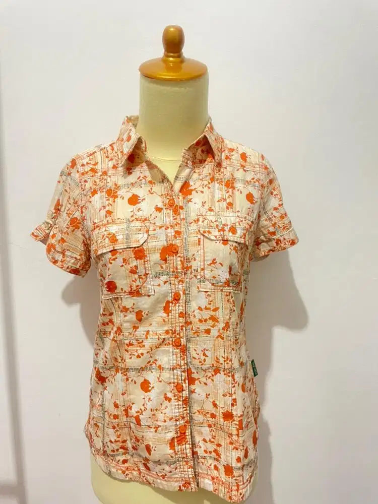 kemeja lengan pendek warna orange