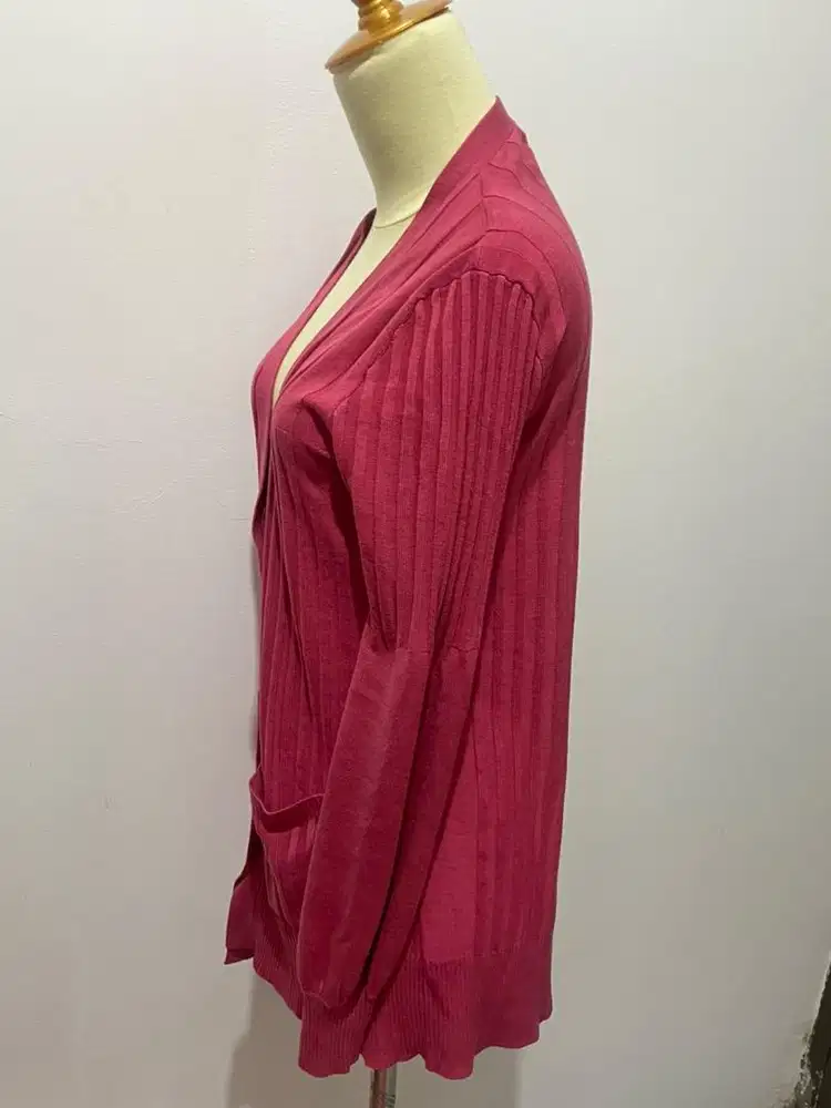 cardigan pink kancing free size bahan tebal