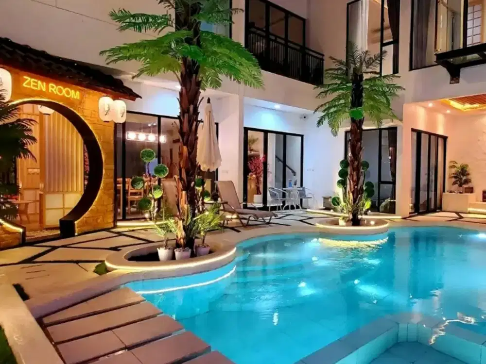 rumah mewah ada kolam renang cantik di cluster eldora suvarna sutera