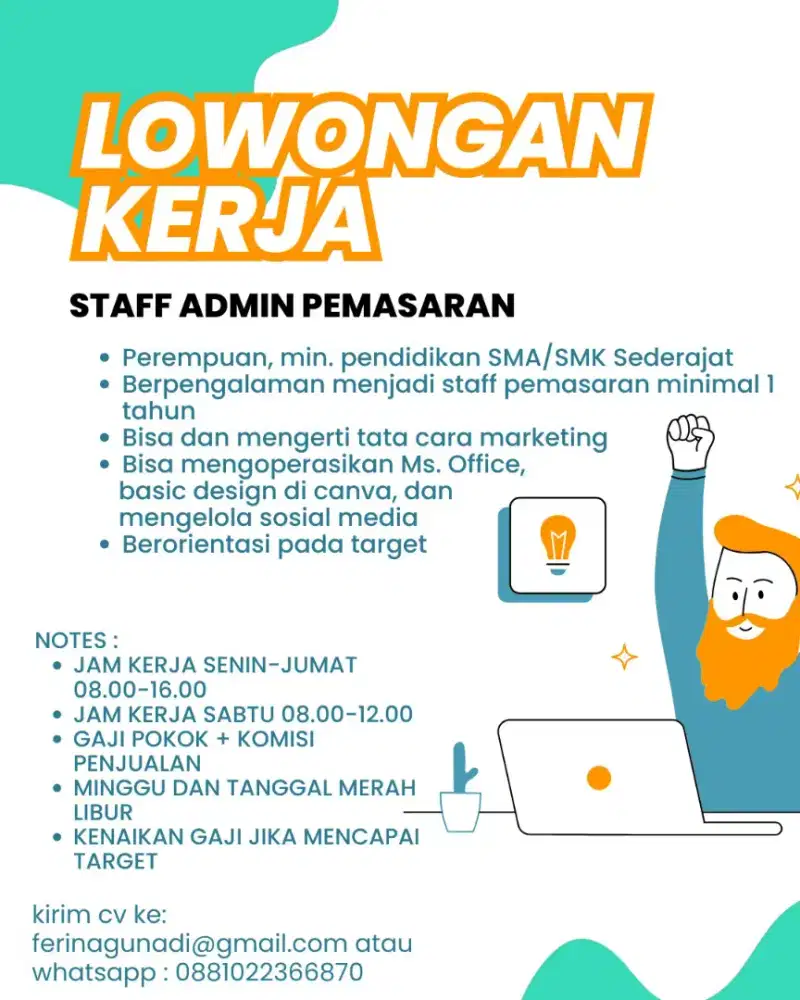 Lowongan Kerja Staff Admin Pemasaran