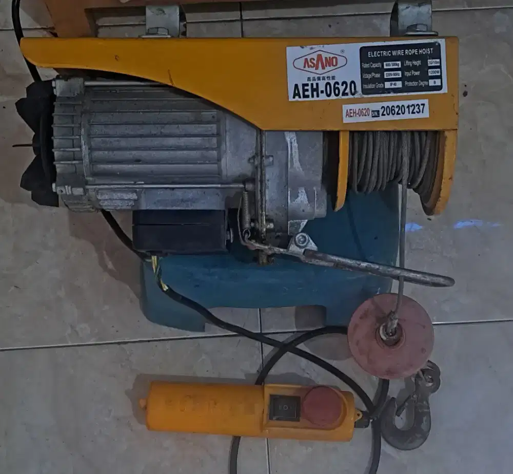 Crane Hoist Asano AEH 0620 600kg 20m, baru dipakai 1 proyek