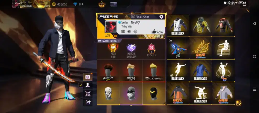 Jual akun game FF lokasi Tangerang Teluknaga.