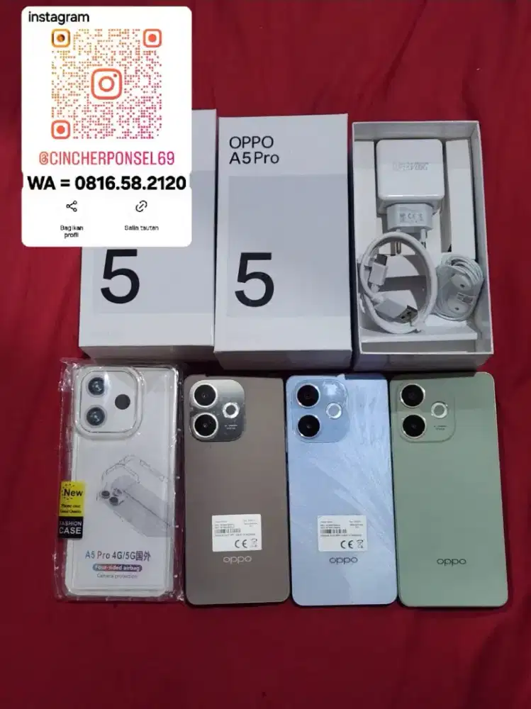 Jual hp bekas mulus istimewa Oppo A5 Pro 5G 8/256 likenew free case