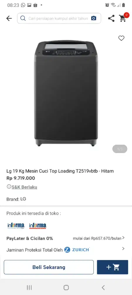 Lg mesin cuci toploading