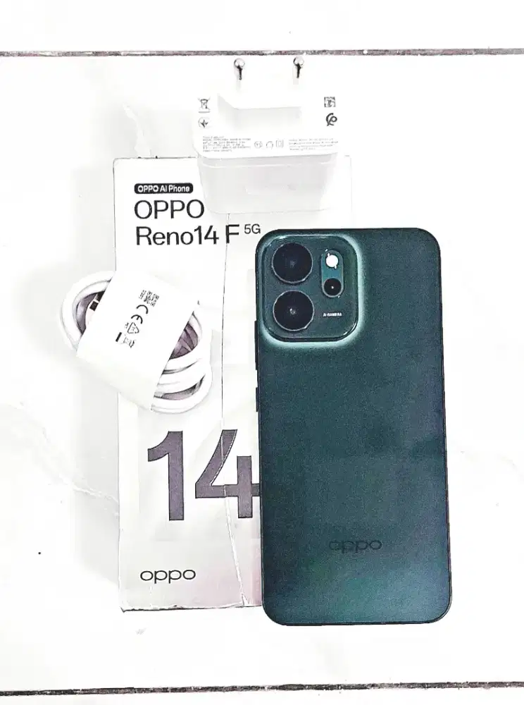 Oppo Reno 14F 5G Ram 12/512GB Fullset Luminous Green garansi on