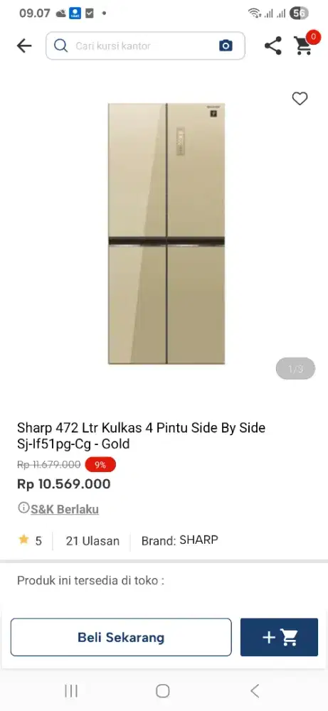 Sharp 472 ltr kulkas 4 pintu sbs