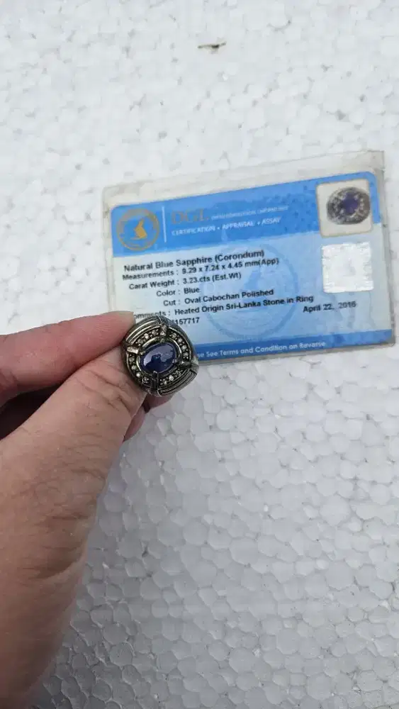 Batu akik cincin blue safir corondum