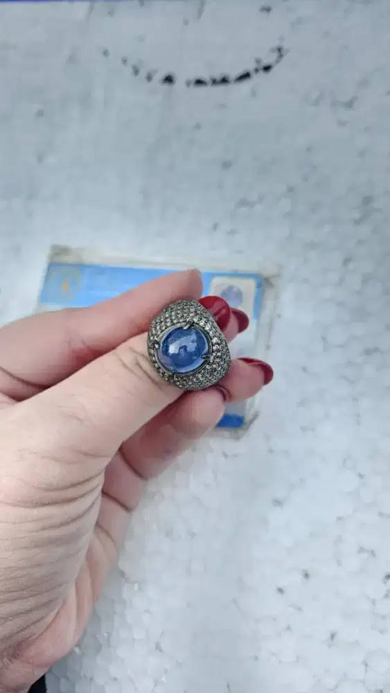 Cincin batu akik blue safir corondum