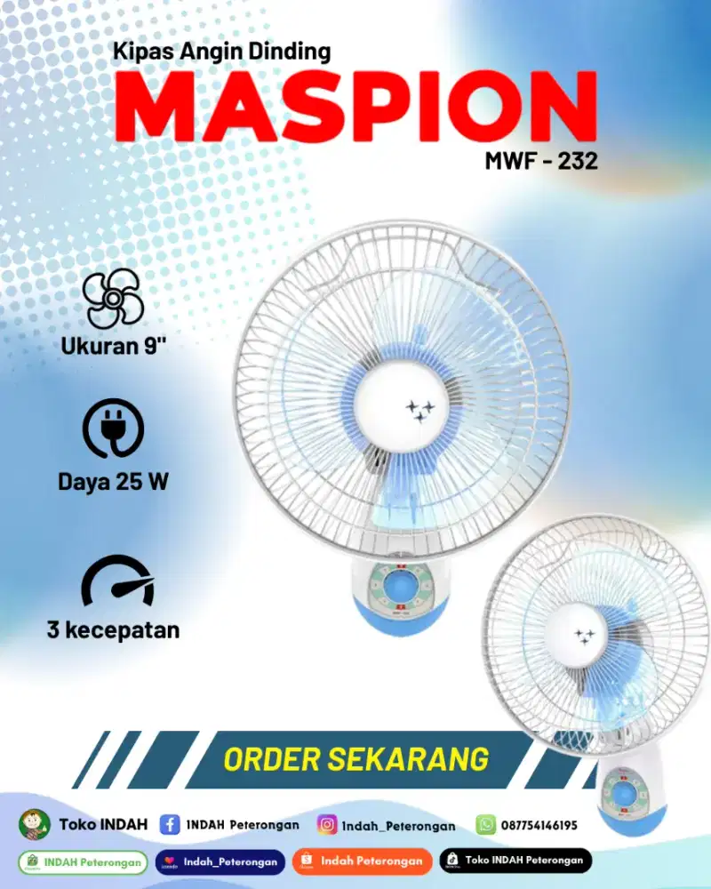 Maspion MWF-232 – Wall Fan 9 inch