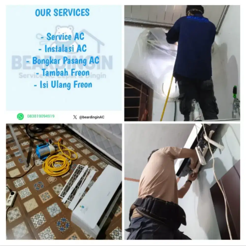 Jasa Cuci AC, Bongkar & Pasang, Tambah Freon dan Per-AC-an lainnya.