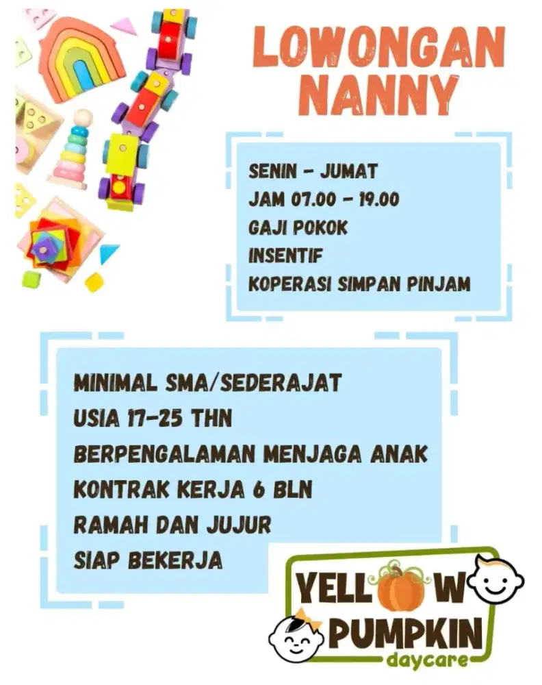 DIBUTUHKAN NANNY DAYCARE