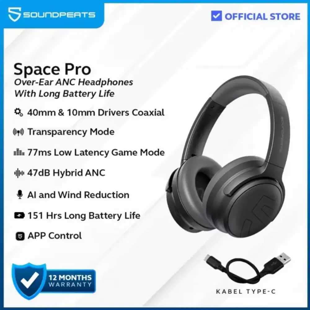 Jual cepat BNIB Over-Ear Headphone Space Pro SoundPEATS
