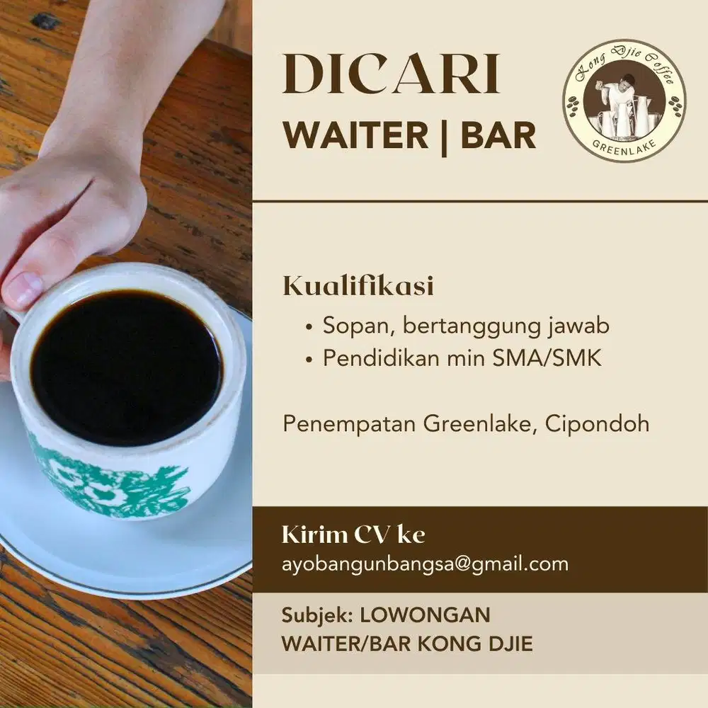 LOKER WAITER/BAR KONG DJIE