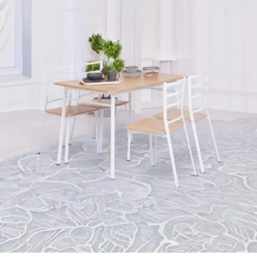 Selma Harris Set Meja Makan 4 Kursi - Putih