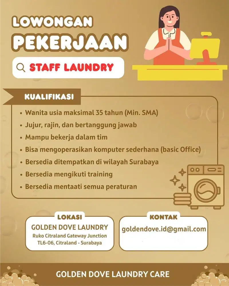 Lowong Kerja Kasir / Counter Laundry