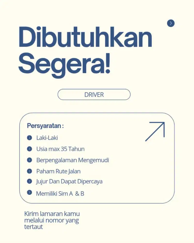 DICARI DRIVER SECEPATNYA YANG INGIN BEKERJA