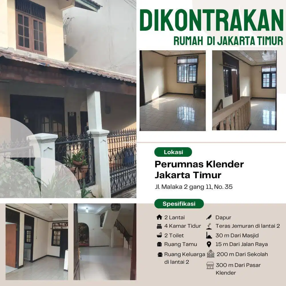 Dikontrakan Per Tahun Rumah Perumnas Klender Duren Sawit Jakarta Timu