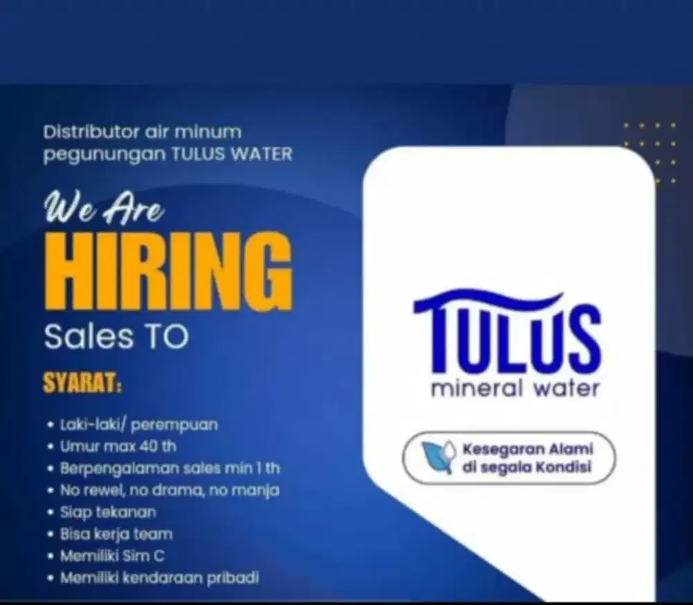 Lowongan kerja Sales TO (Taking Order)