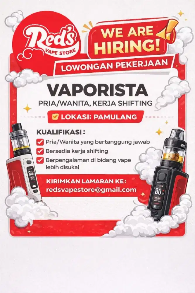Dibutuhkan Segera Vaporista